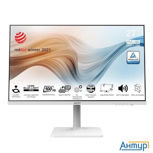 Lcd Msi 27" Modern Md272xpw белый {ips 1920x1080 100hz 1ms 1000:1 300cd 178/178 Hdmi Displayport 2xu