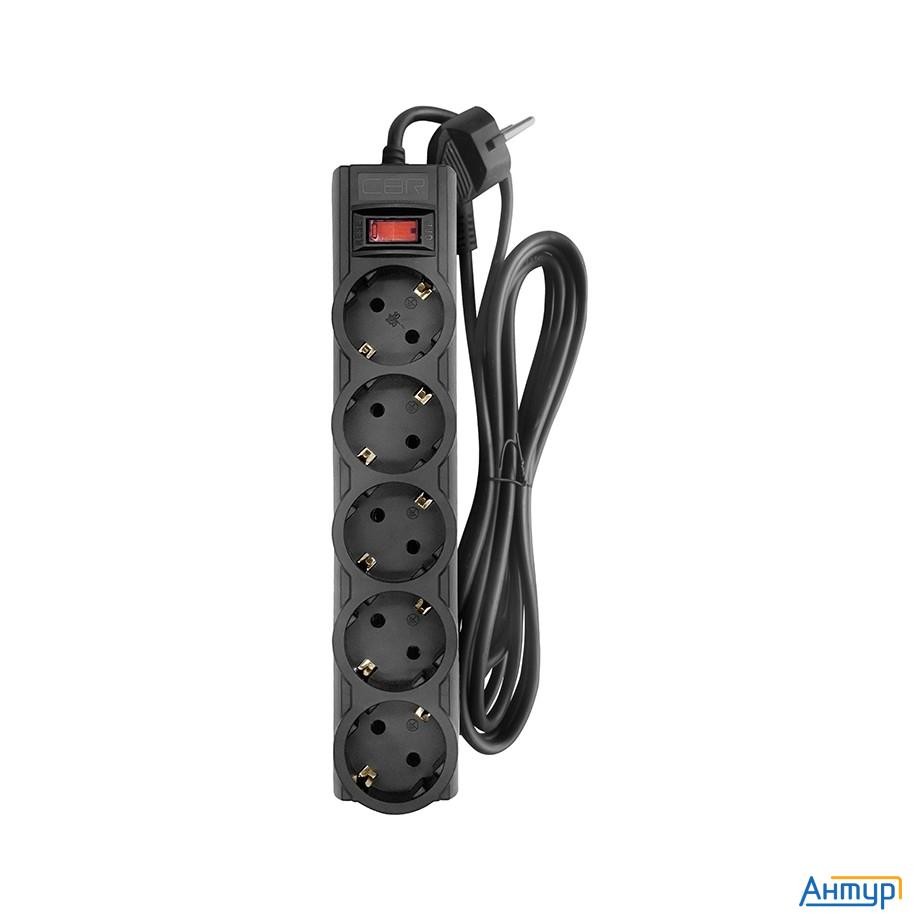 Cbr Сетевой фильтр Csf 2505-1.8 Black Pc, 5 евророзеток, длина кабеля 1,8 метра, цвет чёрный (пакет)