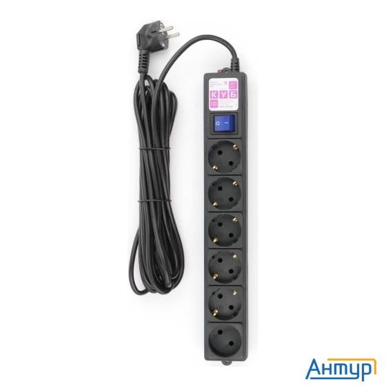 Power Cube Фильтр-удлинитель 5м 6 р 16А Spg6-b5m (21889), черный