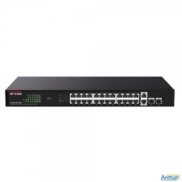Ip-com G1128p-24-250w Неуправляемый Poe коммутатор с 24 Гигабитными портами Poe и 2 Sfp портами