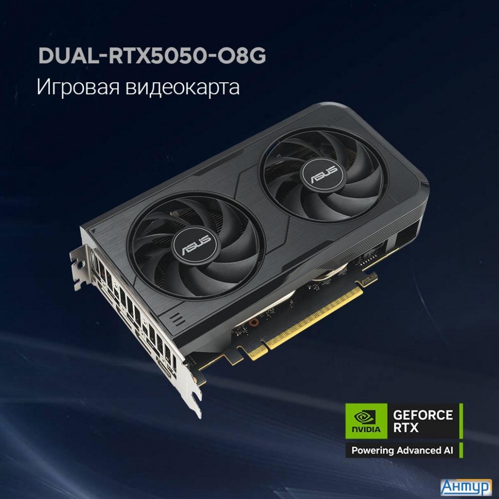 Видеокарта Asus Geforce Rtx5050 8gb Ddr6 128 Bit 3*dp/hdmi 2 Fan (dual-rtx5050-o8g) Rtl