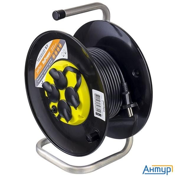 Perfeo удлинитель на катушке без заземления "ru Power",pf_b4669 (20м 4гн с т/з 10А ПВС 2х1 Ip44 (РБК