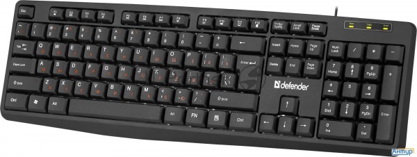 Клавиатура проводная  Defender  Concept Hb-164 Ru,черный,104+fn,1.8м