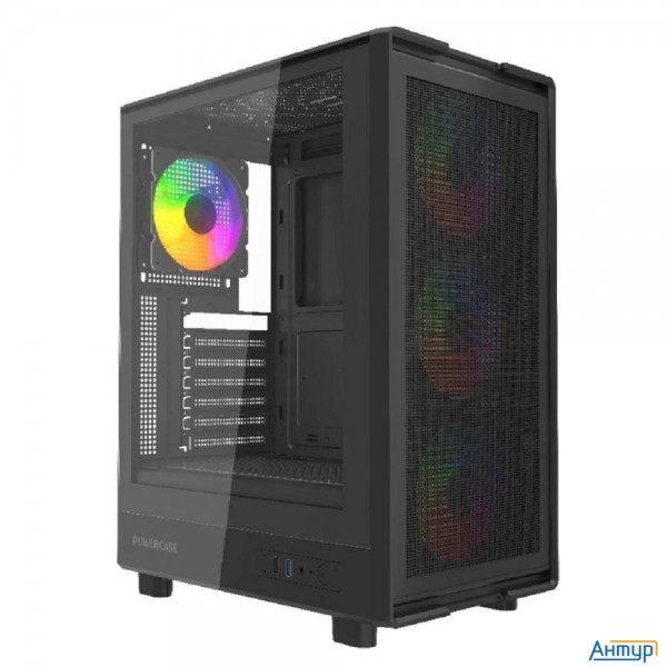 Powercase Корпус Mistral A4b, Tempered Glass, 4x 120mm Frgb Fans, чёрный, Atx  (cmab-l4)