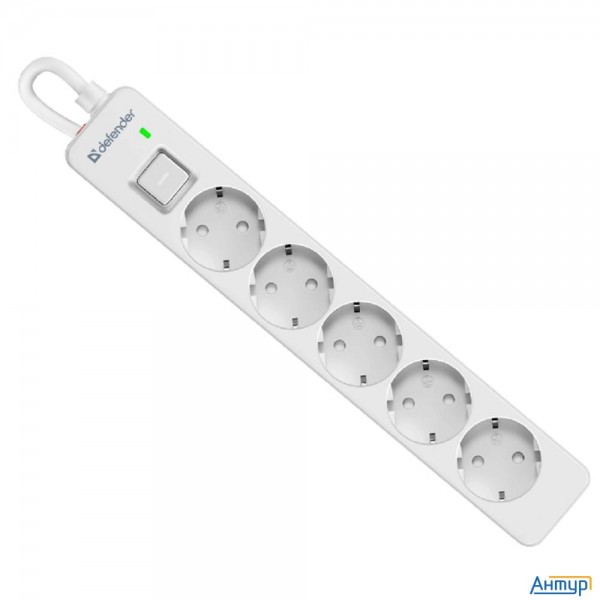 Defender Удлинитель с сетевым фильтром Dfs 133 3 м, белый, 5 розеток  [99431]