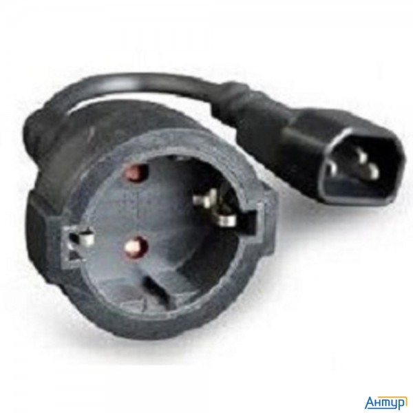 Bion Кабель-удлинетель питания 0.15м, C14 - Розетка с заземлением, 0.75мм, Cu, 10А, черный [bxp-pc-2