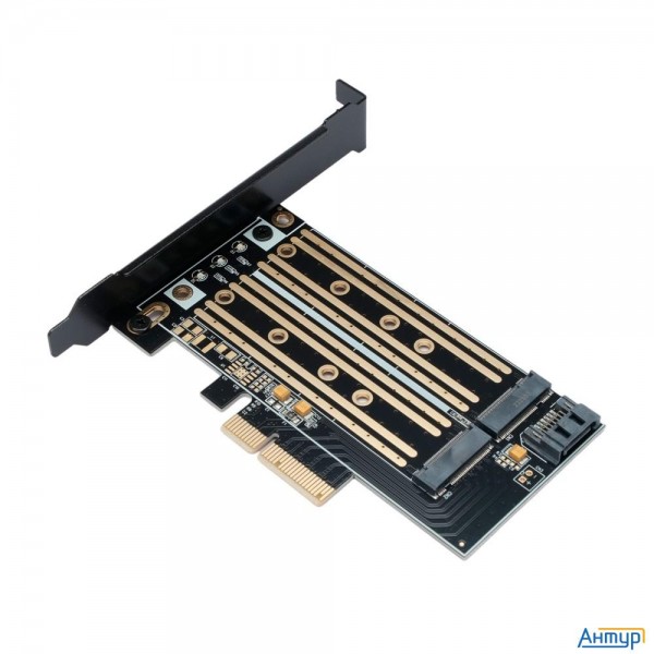 Gembird Адаптер для двух Ssd M.2 (nvme+sata) в разъем Pci-e, коробка (mf-pcie-nvme-sata)