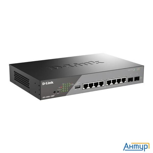 D-link Dss-200g-10mp/a1a Настраиваемый L2 коммутатор с 8 портами 10/100/1000base-t и 2 портами 1000b