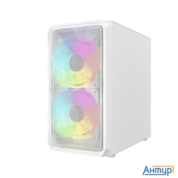 Powercase Mistral Micro A3b Argb, Tempered Glass, 2x 140mm Argb Pwm+1x 120mm Argb Pwm, белый, Matx