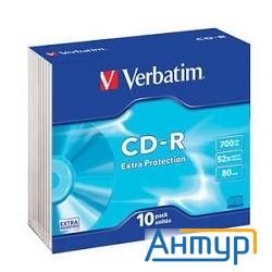 Verbatim Диск Cd-r 700mb 48-х/52-х (slim Case, 10шт.) 43415