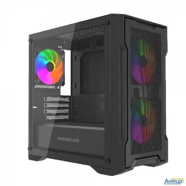 Powercase Корпус Mistral Micro X3b Argb, Tempered Glass, 3x 120mm Argb Pwm Fan, чёрный, Matx  (cmmxb