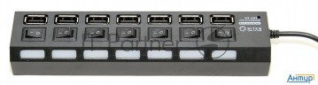 Концентратор Usb 5bites Hb27-203pbk 7*usb2.0 / БП 5В-2А / 1m / Black