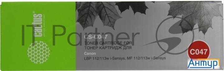 Тонер-картридж лазерный совместимый Cactus Cs-c047 черный (1600стр.) для Canon Lbp112/lbp113w