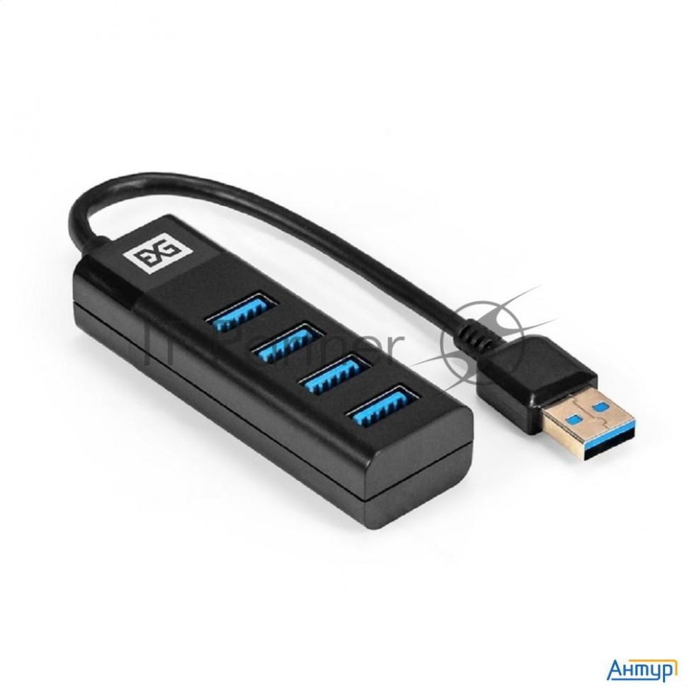 Usb-Хаб (концентратор) 4-в-1 Exegate Dub-4tp (кабель-адаптер Usb3.0 --> 4xusb3.0, Plug&play, черный)