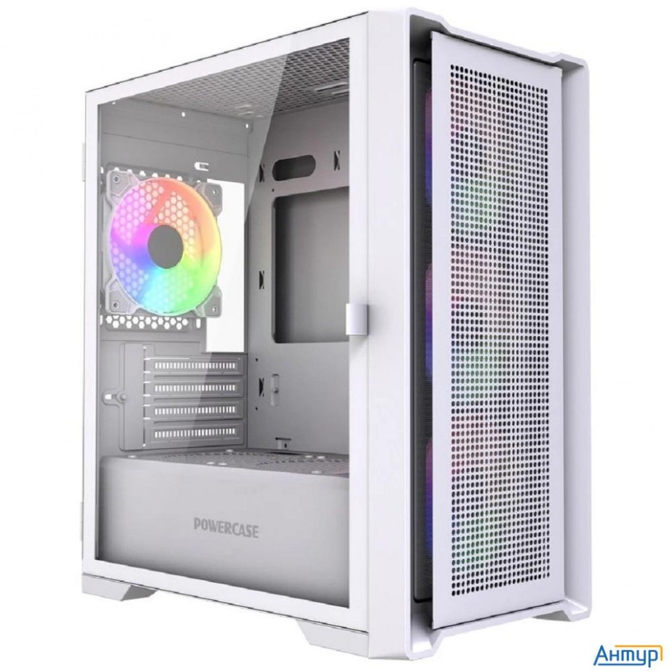 Powercase Alisio Micro X4w V2 Le, Tempered Glass, 4х 120mm Argb Pwm Fans, белый, Matx [без встроенно