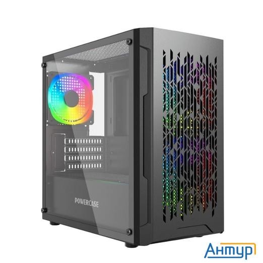 Powercase Mistral Micro D3b Argb, Tempered Glass, 2x 140mm Argb Pwm+1x 120mm Argb Pwm, чёрный, Matx
