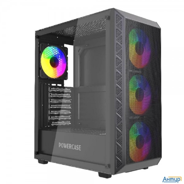 Powercase Корпус Mistral S4b, Tempered Glass, 4x 120mm Frgb Fans, чёрный, Atx  (cmsb-l4)