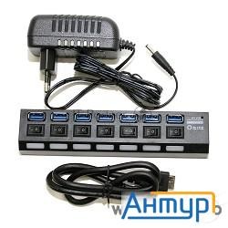 Концентратор Usb 5bites Hb37-303pbk 7*usb3.0 / БП 5В-2А / 1.2m / Black