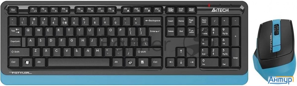 Клавиатура + мышь A4tech Fstyler Fg1035 клав:черный/синий мышь:черный/синий Usb беспроводная Multime