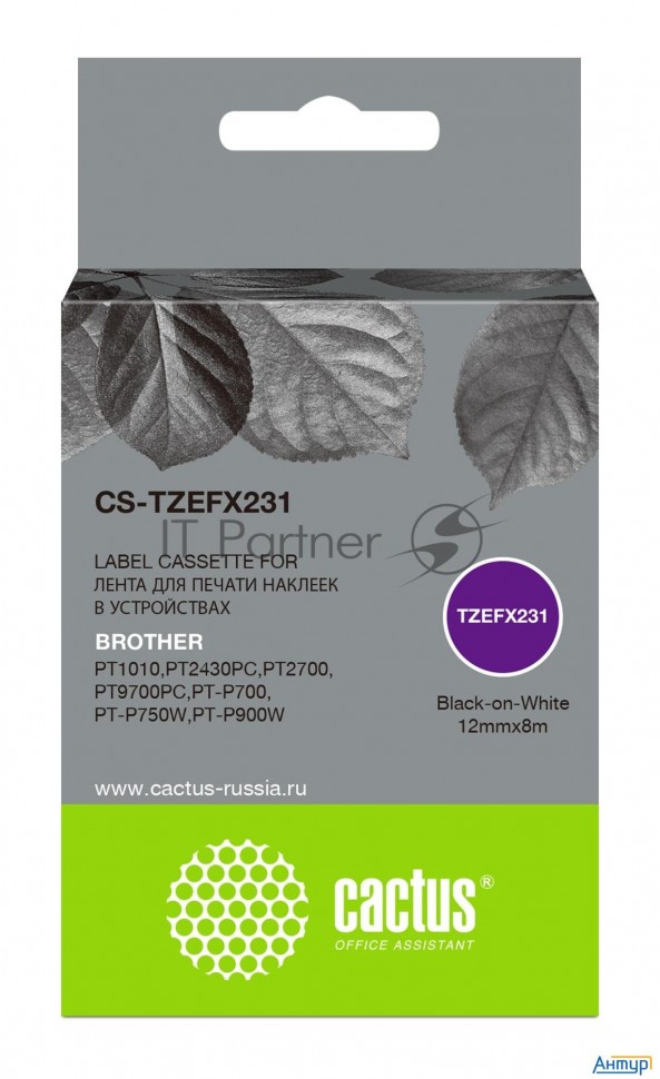 Картридж ленточный Cactus Cs-tzefx231 черный для Brother 1010/1280/1280vp/2700vp