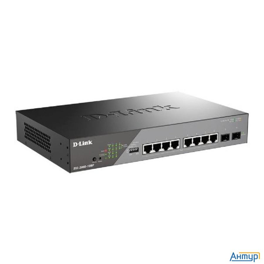 D-link Dss-200g-10mp/a1a Настраиваемый L2 коммутатор с 8 портами 10/100/1000base-t и 2 портами 1000b