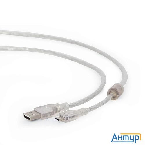 Cablexpert Кабель Usb 2.0 Pro, Am/microbm, 1,8м, экран, феррит.кольцо, прозрачны (ccp-musb2-ambm-6-t