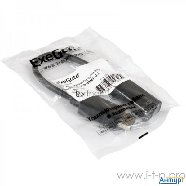 Exegate Ex284921rus Кабель-переходник Displayport-hdmi Exegate Ex-dpm-hdmif-0.15 (20m/19f, 0,15м)