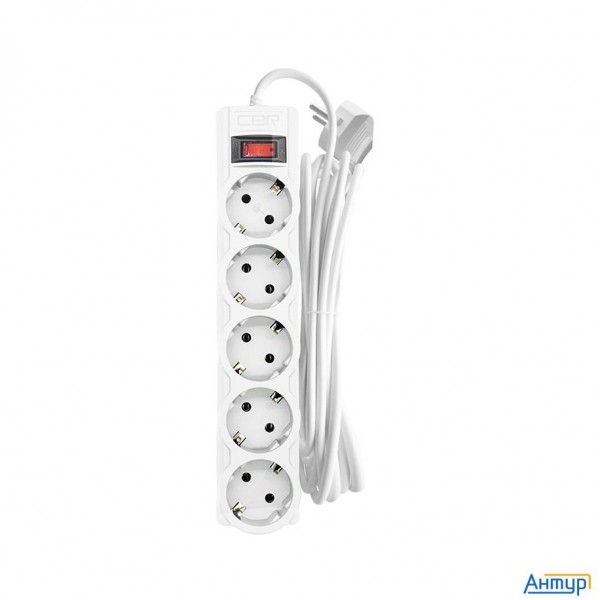 Cbr Сетевой фильтр Csf 2505-5.0 White Pc, 5 евророзеток, длина кабеля 5 метров, цвет белый (пакет)