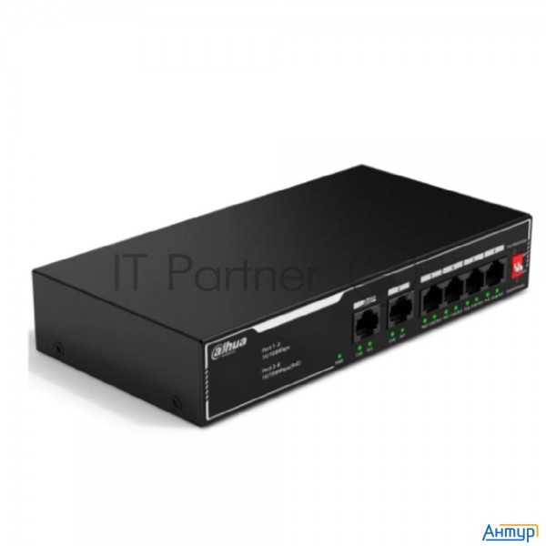 Dahua Dh-sf1006lp 6-портовый неуправляемый коммутатор с РоЕ, 4xrj45 100mb Poe, 2xrj45 100mb Uplink,