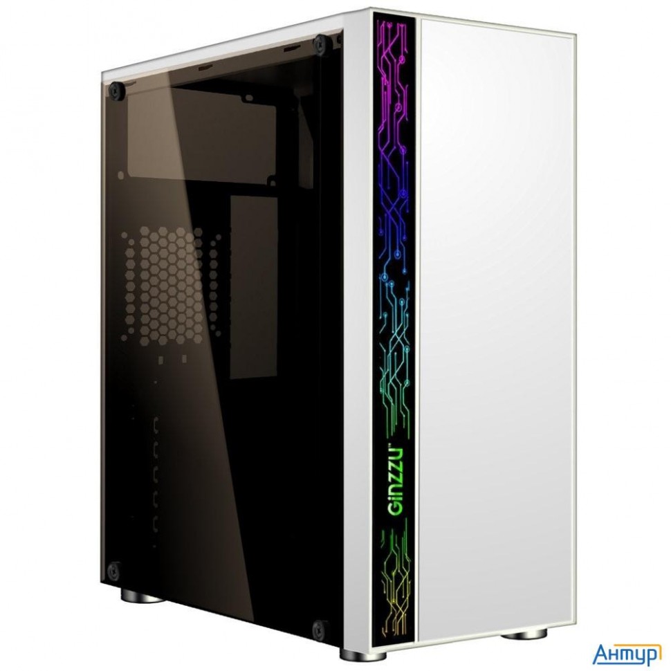 Ginzzu A390  White Window Rgb подсветка 1*usb 3.0, 2*usb 2.0, Au