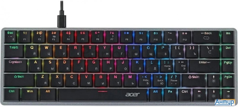Клавиатура Acer Okw302 механическая серебристый Usb For Gamer Led (zl.kbdcc.01c)