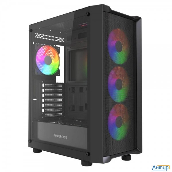 Powercase Mistral Ea19, Tempered Glass, 4x 120mm Argb Pwm Fan, чёрный, Atx  (cmaea19-a4)