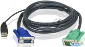 Шнур, мон+клав+мышь Usb Aten, Sphd15=>hd Db15+usb A-Тип, Male-2xmale,  8+4 проводов, опрессованный,