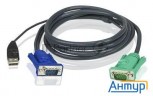 Шнур, мон+клав+мышь Usb Aten, Sphd15=>hd Db15+usb A-Тип, Male-2xmale,  8+4 проводов, опрессованный,