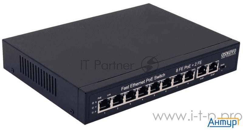 Коммутатор Poe Osnovo Sw-21000(120w), 8 X Fe с поддержкой Poe (ieee 802.3af/at), 2 X Fe, до 30w на п