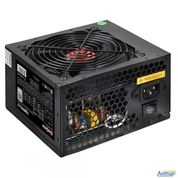 Блок питания 700w Exegate 700pph-lt, Rtl, 80+, Atx, Black, Apfc, 12cm, 24p, (4+4)p, 5*sata, 3*ide