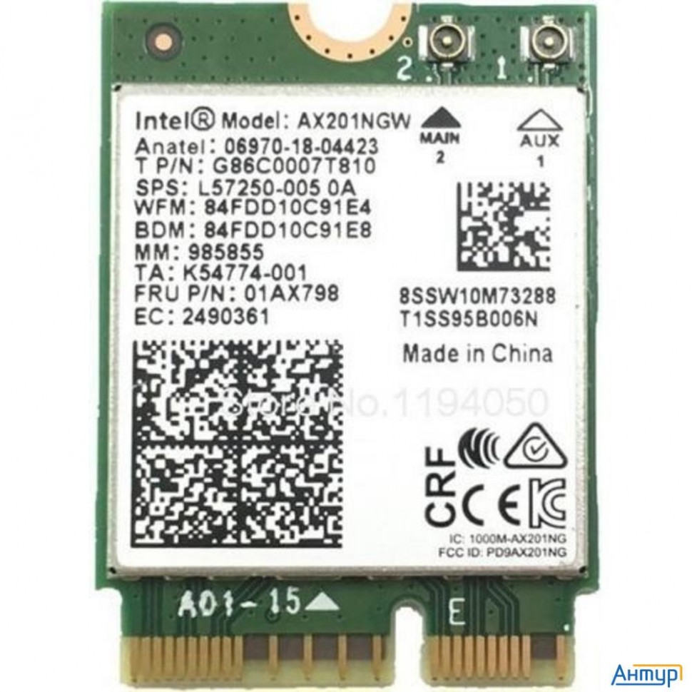 Intel® Ax201.ngwg.nvw Wi-fi 6 Ax201, 2230, 2x2 Ax+bt, No Vpro®,999td0