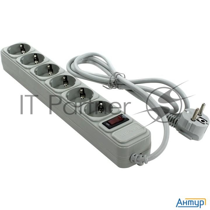 Сетевой фильтр Exegate Ex266865rus Sp-6-1.5g (6 розеток, 1.5м, евровилка, светло-серый)