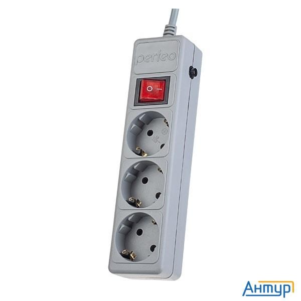 Perfeo Сетевой фильтр "power+",pf_a4667 (3м, 3 розетки, серый (pf-pp-3/3,0-g))