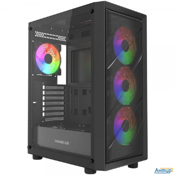 Powercase Mistral Ea21, Tempered Glass, 4x 120mm Frgb Fan, чёрный, Atx  (cmaea21-l4)