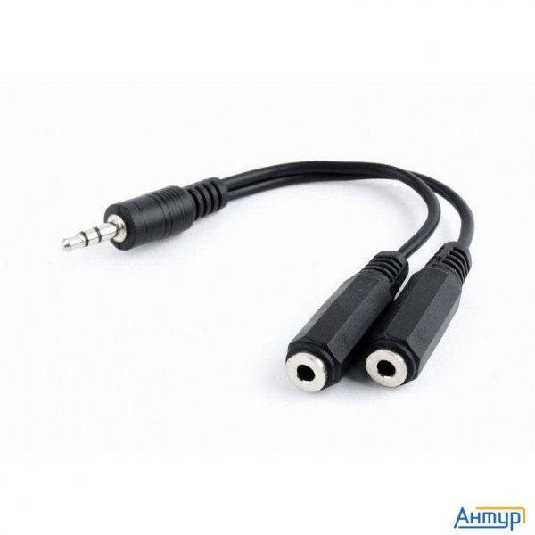 Кабель разветвитель аудио сигнала Cablexpert, джек3.5 папа->2х джек3.5 мама 10см, черный (cca-415-0.