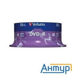 43500 Диски Dvd+r Verbatim 4.7gb 16х, 25 шт, Cake Box