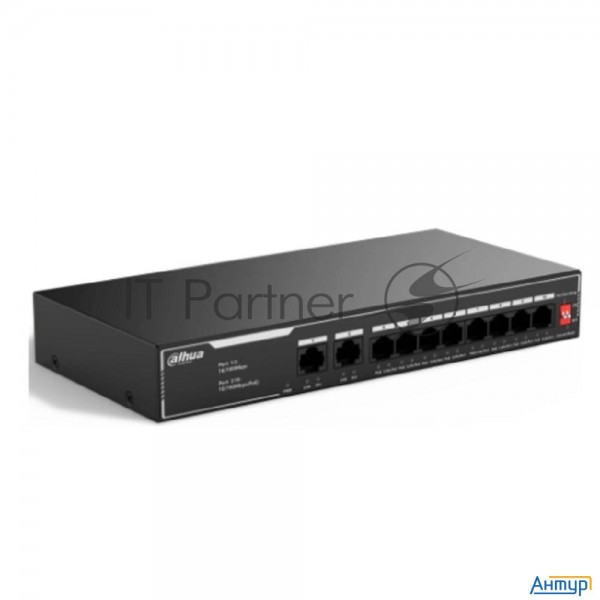 Dahua Dh-sf1010lp 10-портовый неуправляемый коммутатор с РоЕ, 8xrj45 100mb Poe, 2xrj45 100mb Uplink,