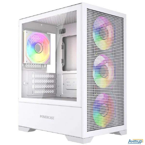 Powercase Mistral Micro B315w, Tempered Glass, 4x 120mm Argb Pwm Fan, белый, Matx  (cmmb315w-a4)