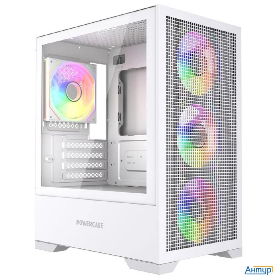 Powercase Mistral Micro B315w, Tempered Glass, 4x 120mm Argb Pwm Fan, белый, Matx  (cmmb315w-a4)