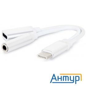 Cablexpert Переходник Usb, Usb Type-c/jack3.5 F+ Type-c F, блистер (cca-uc3.5f-02-w)