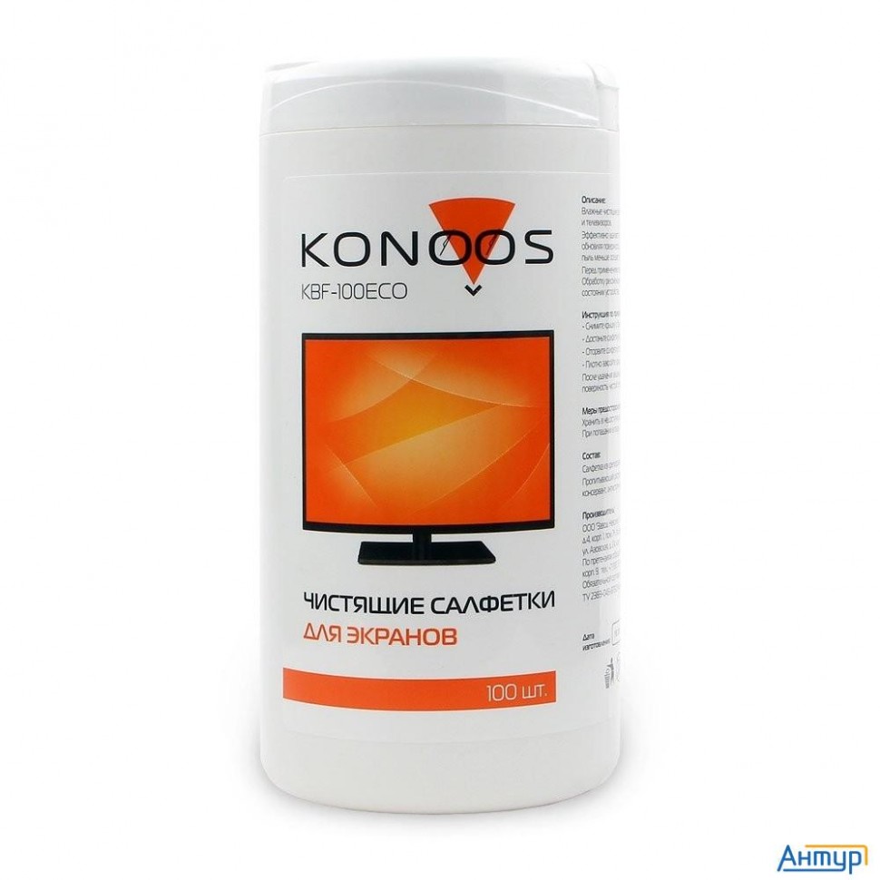 Konoos Kbf-100eco Салфетки для ЖК-экранов в банке, 100 шт.
