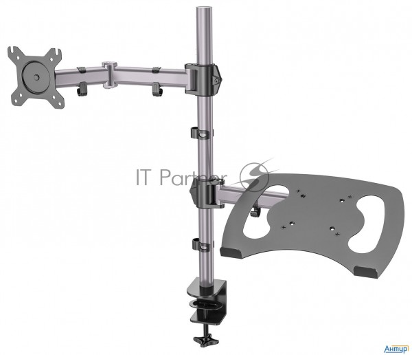 Кронштейн для монитора/ноутбука Cactus Cs-vm-lh07-al серебряный 13"-27" макс.8кг настольный поворот