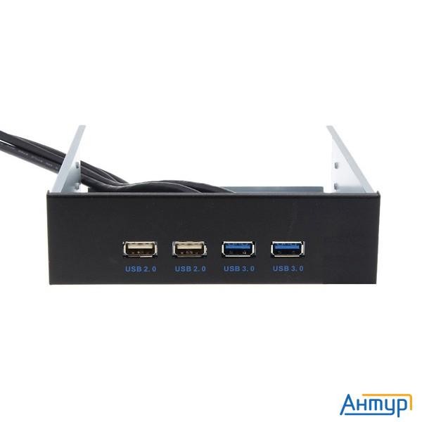 Exegate Ex269460rus Фронтальная панель U5h-614,  5.25", 2х Usb + 2х Usb 3.0, черная