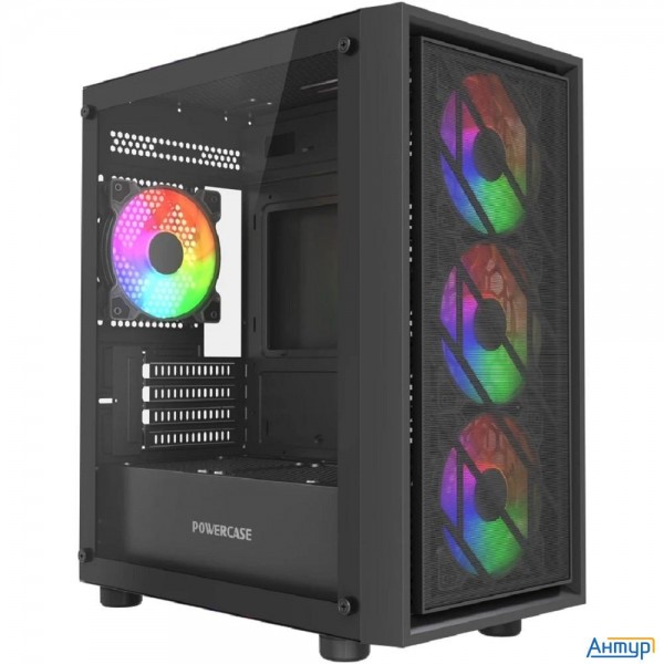 Powercase Mistral Micro Em16, Tempered Glass, 4x120mm Frgb Fan, чёрный, Matx  (cmmem16b-l4)